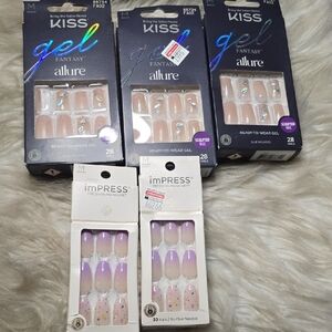 Kiss Impress Gel Fantasy Allure Medium Length Press On Nail Bundle Of 5 New